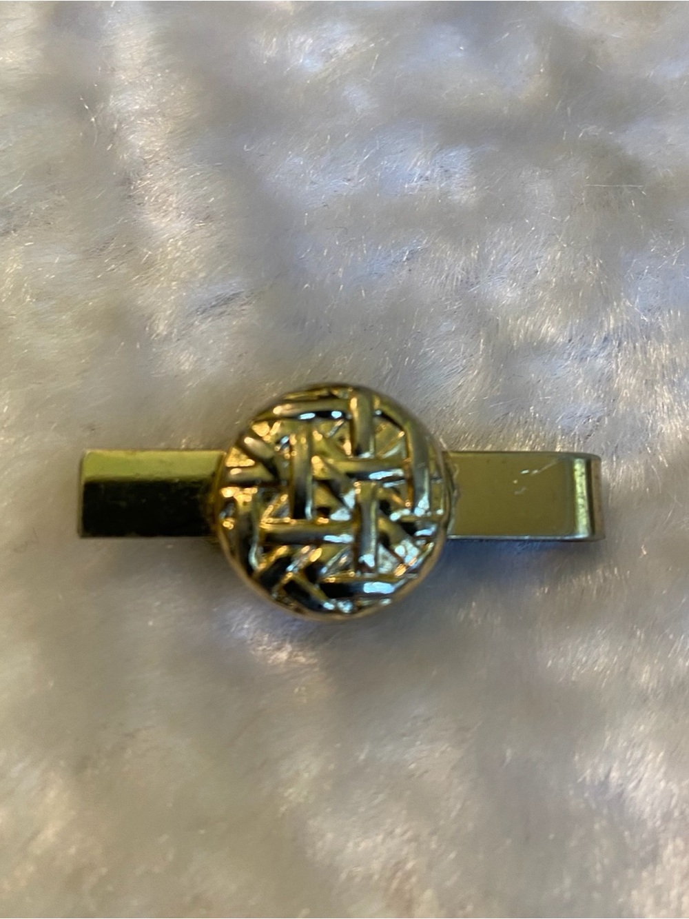 🍀VTG Gold Woven Circle Tie Clip